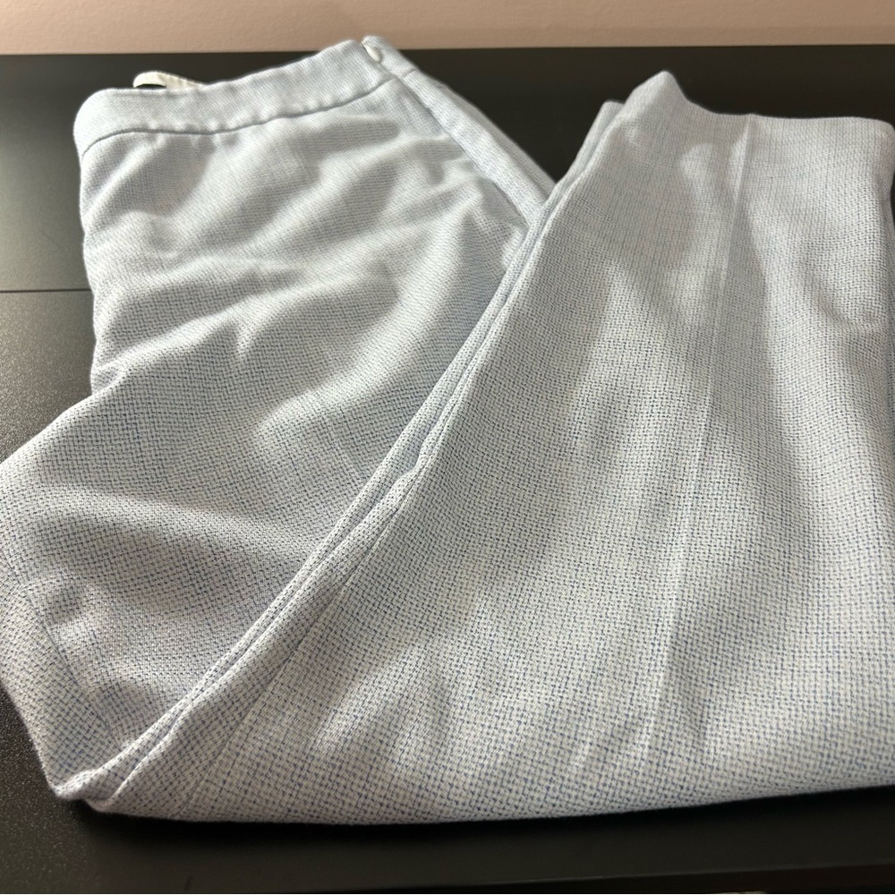 Talbots Career Pants Women's Fully Lined Straight Leg Blue White Sz 10 Side Zip - Picture 3 of 8